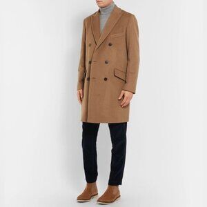 Altea Italian Double-Breasted Cashmere Coat - Camel Brown - Made in Italy